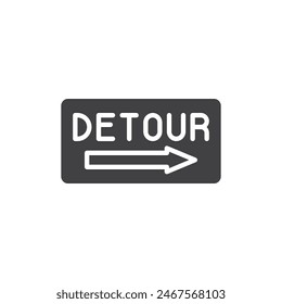 Detour roadsign vector icon. filled flat sign for mobile concept and web design. Detour sign glyph icon. Symbol, logo illustration. Vector graphics