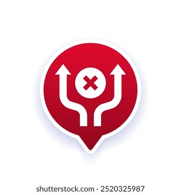 Icono de ruta de desvío con flechas