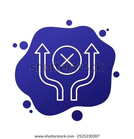 detour route icon with arrows, line vector