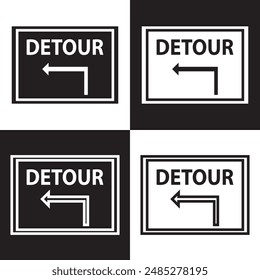 Detour sign line icon. isolated on white and black background. EPS 10