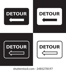 Detour sign line icon. isolated on white and black background. EPS 10