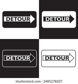 Detour sign line icon. isolated on white and black background. EPS 10