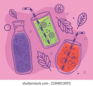 detox blueberries with lemon and cherries