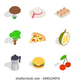 Detox cafe icons set. Isometric set of 9 detox cafe vector icons for web isolated on white background