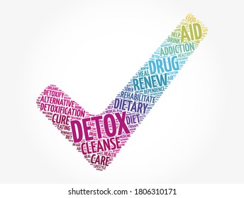 DETOX check mark word cloud, health concept background