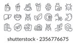 Detox and cleanse related editable stroke outline icons set isolated on white background flat vector illustration. Pixel perfect. 64 x 64.