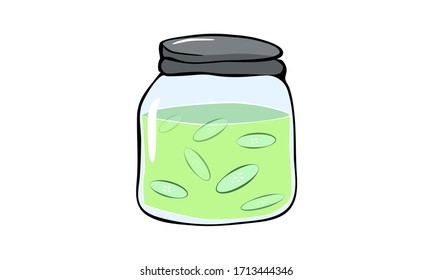 detox cocumber woter in jar. vector clip art. choose you're own diet