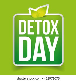 Detox Day button green vector