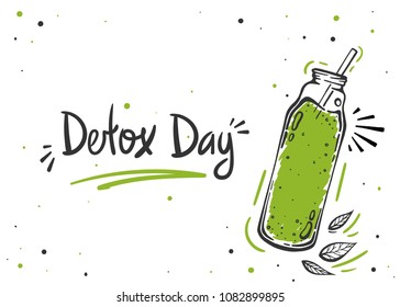 Detox day diet poster in doodle style with typography