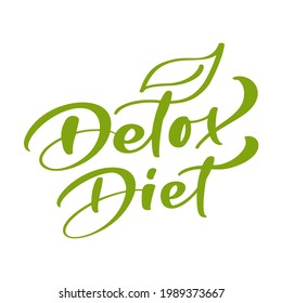 Detox Diät, Vektorlogo, Schrift einzeln auf weißem Hintergrund. Entgiftung, Vektorgrafik. Handgeschriebene Schrift. Modernes kalligrafisches Poster.