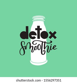 Detox drink. Vector detox smoothie bottle. Fresh organic Smoothie. Detox diet drink concept in sketch style. Detox Logo Emblem design for healthy lifestyle, drinks and food.