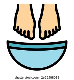 Detox feet bath icon. Outline detox feet bath vector icon color flat isolated