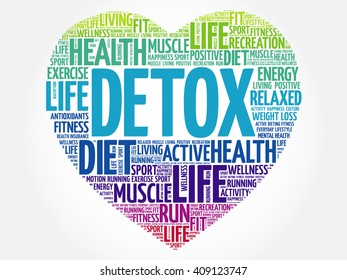 DETOX heart word cloud, fitness, sport, health concept