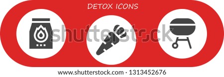 detox icon set. 3 filled detox icons.  Simple modern icons about  - Charcoal, Carrot