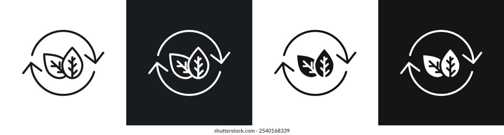 Detox icon set. Vector symbols in black and white colors.