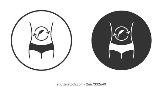 Ícone de Detox em versões de design liso na moda em preto e branco.