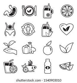 Detox Icons. Line With Fill Design. Vector Illustration.