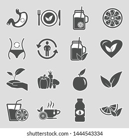 Detox Icons. Sticker Design. Vector Illustration.