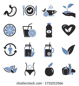 Detox Icons. Two Tone Flat Design. Vector Illustration.