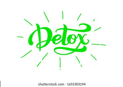 Detox lettering typography poster. Vector text, logo for your products, shop, business cards, flyers, prints and banners. Hand draw Vector illustration Isolated on white background. EPS 10