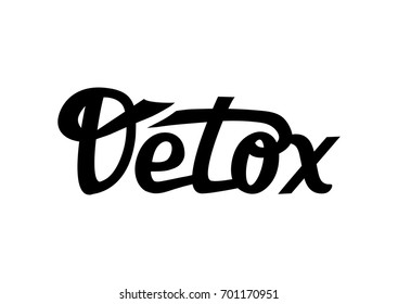Detox Logo Isolated on White Background. Hand Drawn Lettering, Emblem Vector Illustration for Web Graphic Design, Print, Logotype, Brand, Symbol.