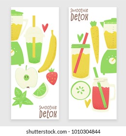 Detox smoothie, vector colorful concept, cartoon style design