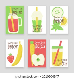 Detox smoothie, vector colorful concept, cartoon style design