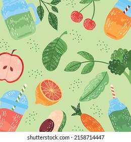 detox tea poster with juices pattern
