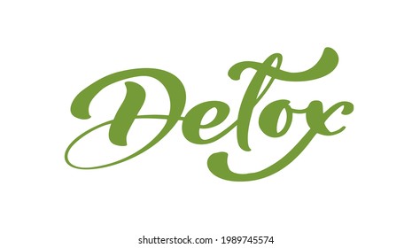 Detox text vector logo lettering isolated on white background. Illustration Handwritten lettering. Modern calligraphic poster.