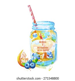 Detox water . All elements on separate layer.