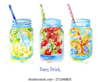 Detox water. Todos los elementos de una capa independiente.