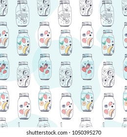 Detox water hand drawn illustration for your design. Seamless pattern 
