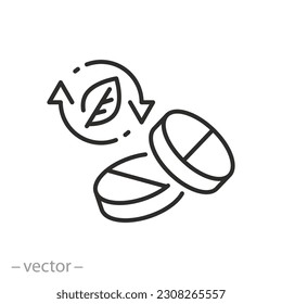 detoxification pills icon, tablets for cleansing organism, medical drug from toxins, thin line symbol - editable stroke vector illustration