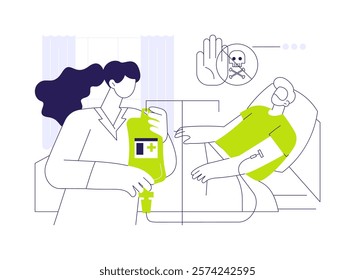 Detoxification treatment abstract concept vector illustration. Doctor deals with substance abuse treatment, drug or alcohol addiction, withdrawal symptoms, healthcare sector abstract metaphor.