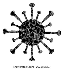 Detritus mosaic coronavirus icon. Coronavirus mosaic icon of debris elements which have different sizes, and positions, and color tints. Vector collage for abstract images.