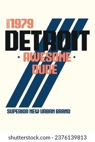 detroit awesome dude,t-shirt design fashion vector