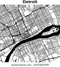 Detroit City Map, Cartography Map, Street Layout Map