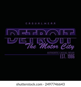 Detroit Stadt Typografie Design und Illustration Vektor für T-Shirt-Design