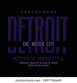 Detroit City typography design and illustration vector for t shirt design