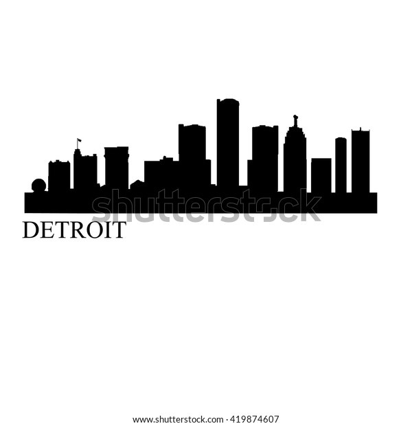 Detroit City Vector Silhouette Background Illustration Stock Vector 