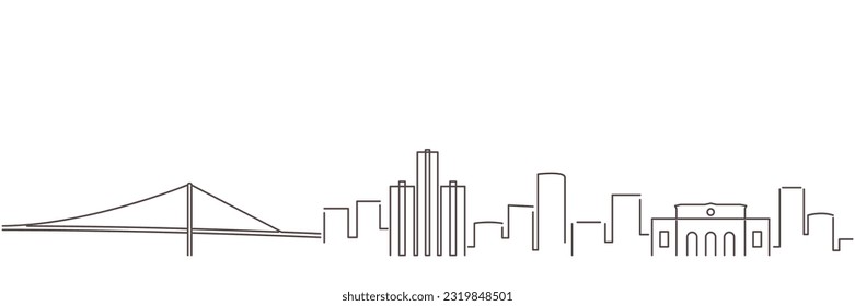 Detroit Dark Line Simple Minimalist Skyline With White Background