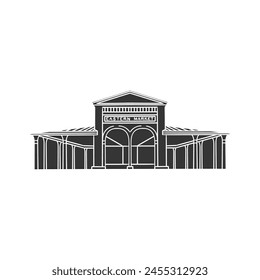 Detroit Eastern Market Icon Silhouette Illustration. Michigan Building Vector Graphic Pictogram Symbol Clip Art. Doodle Sketch Black Sign.