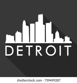 Detroit Flat Icon Skyline Silhouette Design City Vector Art Famous Buildings