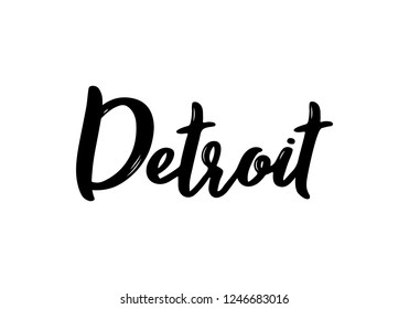 Detroit - hand drawn lettering name of USA city. Handwritten inscription. Vector illustration.