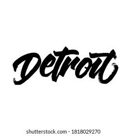 Detroit. handwritten city name. typography design. Hand written type. Simple vector sign. Vector illustration.