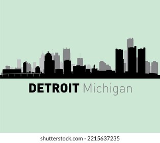 DETROIT Michigan building t shirt graphic design vector illustration \