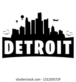 Detroit Michigan. City Skyline. Silhouette Banner City. Design Vector. Famous Monuments.