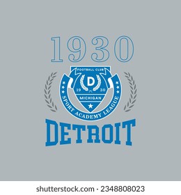Detroit, Michigan design for t-shirt. Football tee shirt print. Typography graphics for sportswear and apparel. Vector illustration.