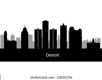 Detroit, Michigan skyline. Detailed vector silhouette