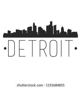 Detroit Michigan Skyline Silhouette City Design Vector Famous Monuments.